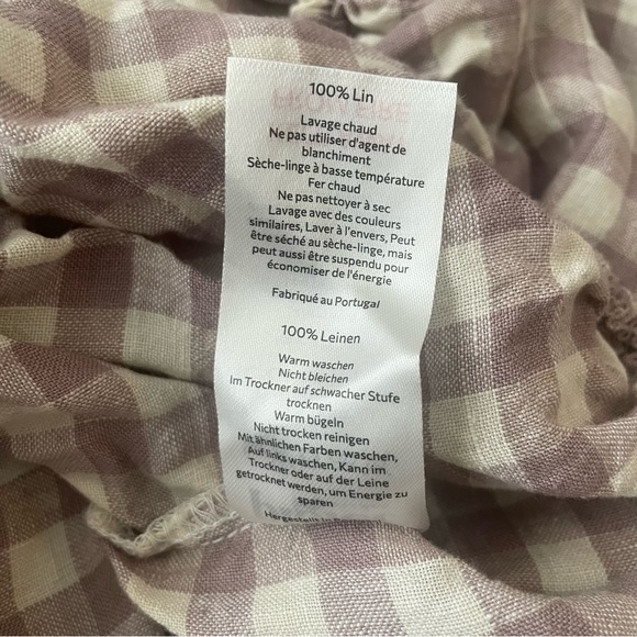 Piglet In Bed Fitted Sheet California King Elderberry Gingham Linen Bedding - Picture 6 of 8